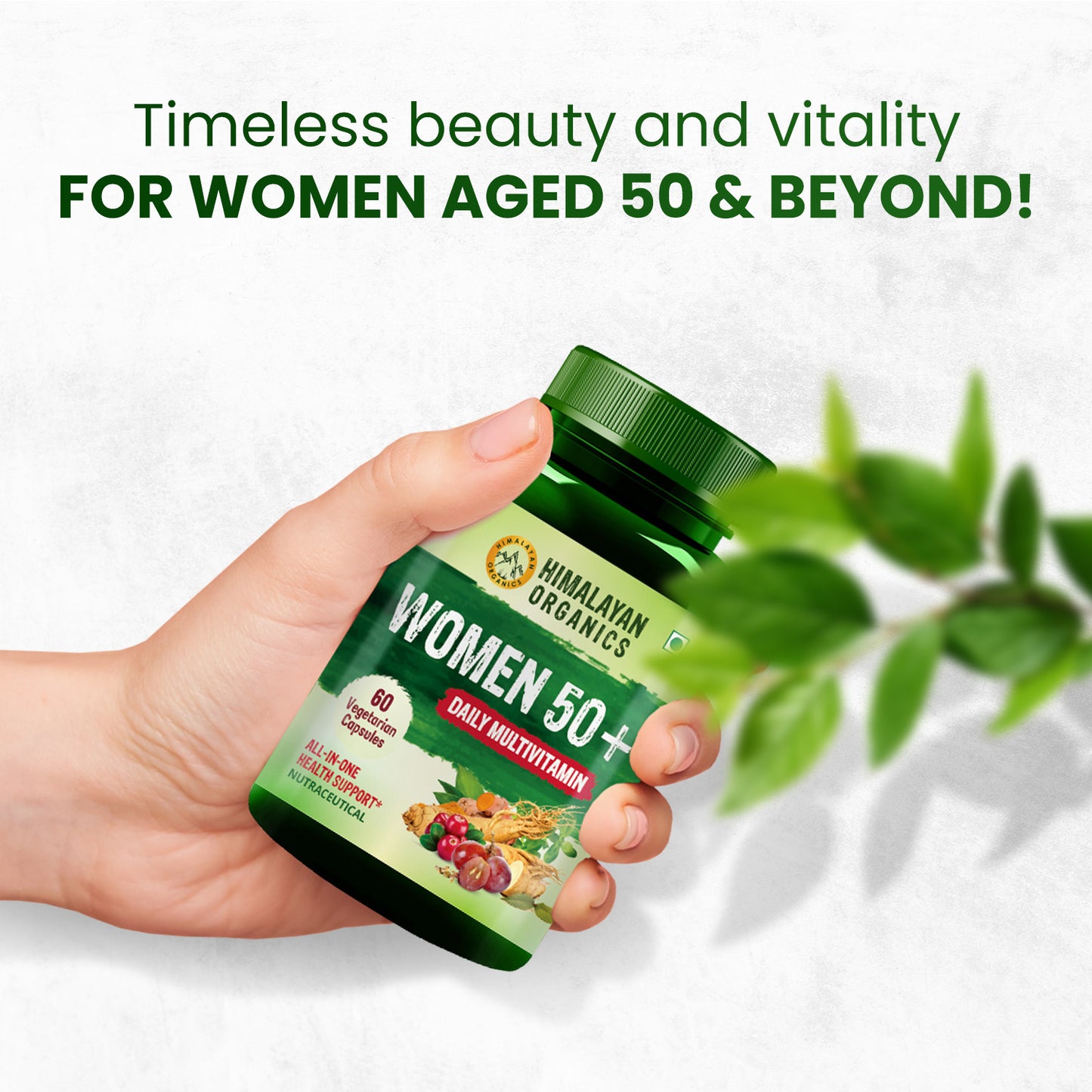 Himalayan Organics Women 50 Plus Supplement | Daily Multivitamin | All-in-One Health Support | Healthy Ageing in Women (60 Capsules)