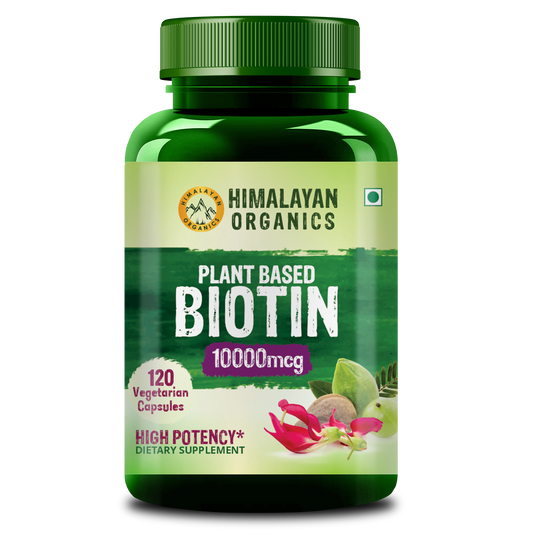 Himalayan Organics Plant Based Biotin 10000 mcg for Hair Growth - 120 Veg Capsules