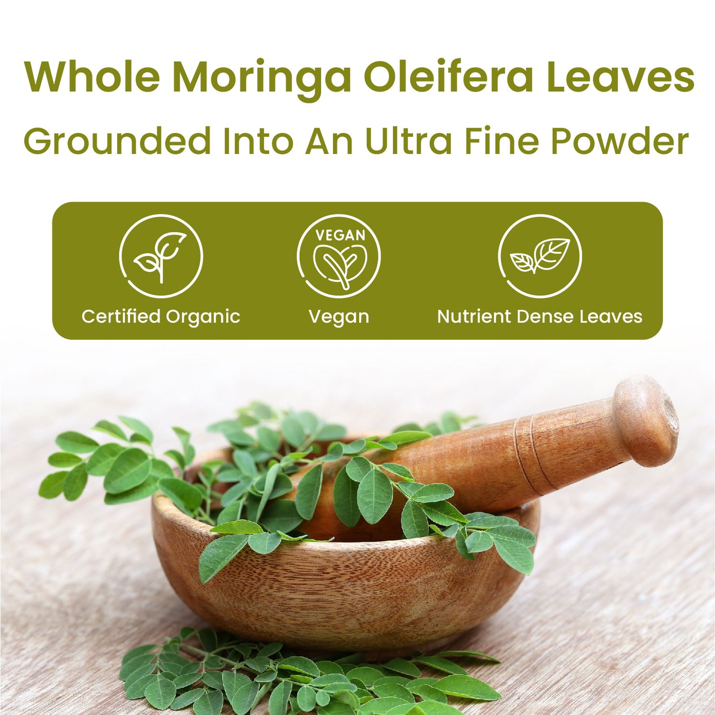 Vlado's Himalayan Organics 100% Organic Certified Moringa Powder - Natural Superfood with 120+ Nutrients, Antioxidants & Vitamins - Drumstick Leaf powder | Herbal Supplement I for Immunity, Digestion & Energy I Rich In Antioxidant & Protein - 200g