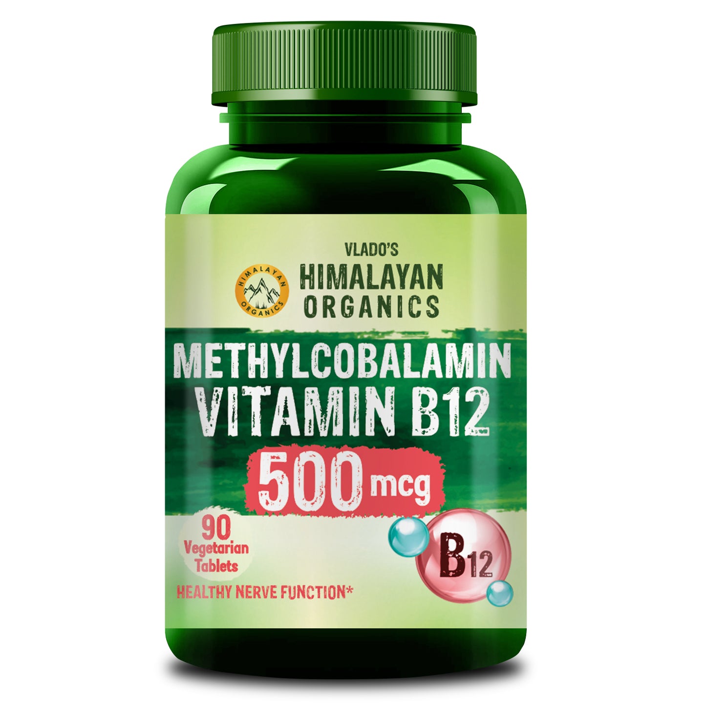 Vlado's Himalayan Organics Vitamin B12 Supplements - Methylcobalamin 500mcg I B12 Active form of Methylcobalamin I 100% RDA I For Memory, Brain, Heart & Nervous System Support I For Men & Women- 90 Tablets