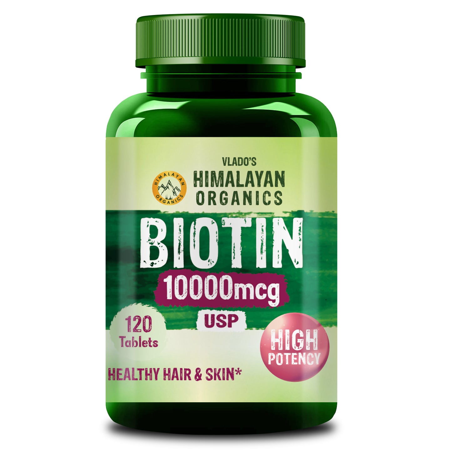 Vlado's Himalayan Organics Biotin 10000Mcg For Healthy Hair And Skin - 120 Tablets