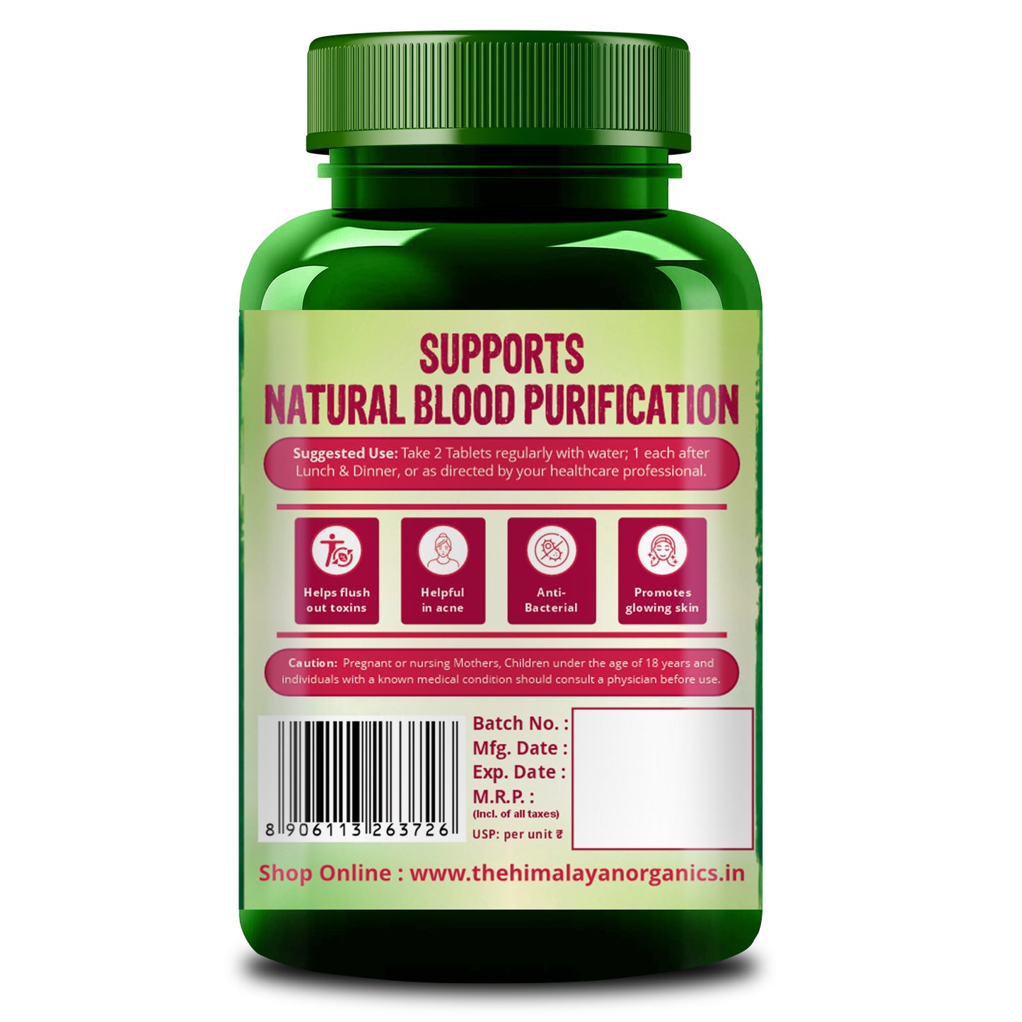 Vlado's Himalayan Organics Blood Detox | Beetroot Curcumin Manjistha Extracts | Pimple & Acne Control | Natural Purifier & Cleanser – 60 Tablets