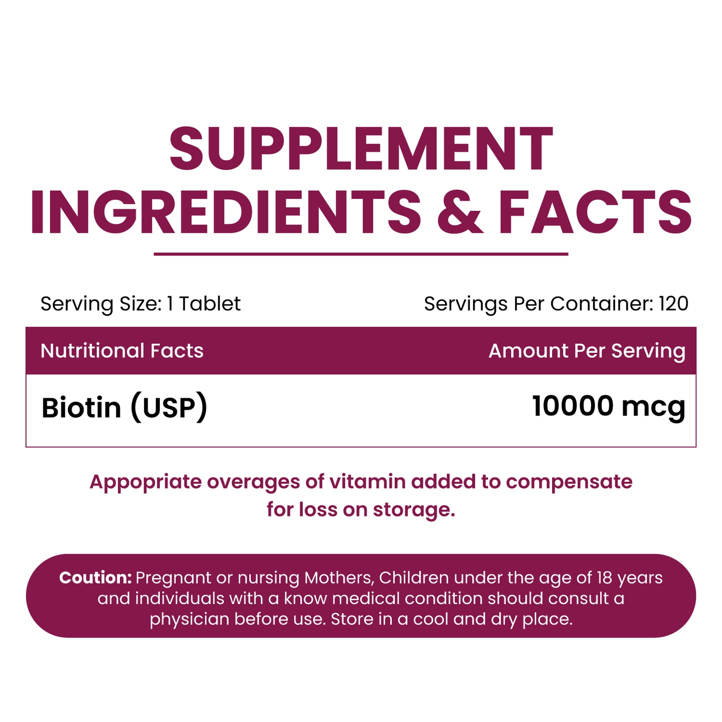 Vlado's Himalayan Organics Biotin 10000Mcg For Healthy Hair And Skin - 120 Tablets