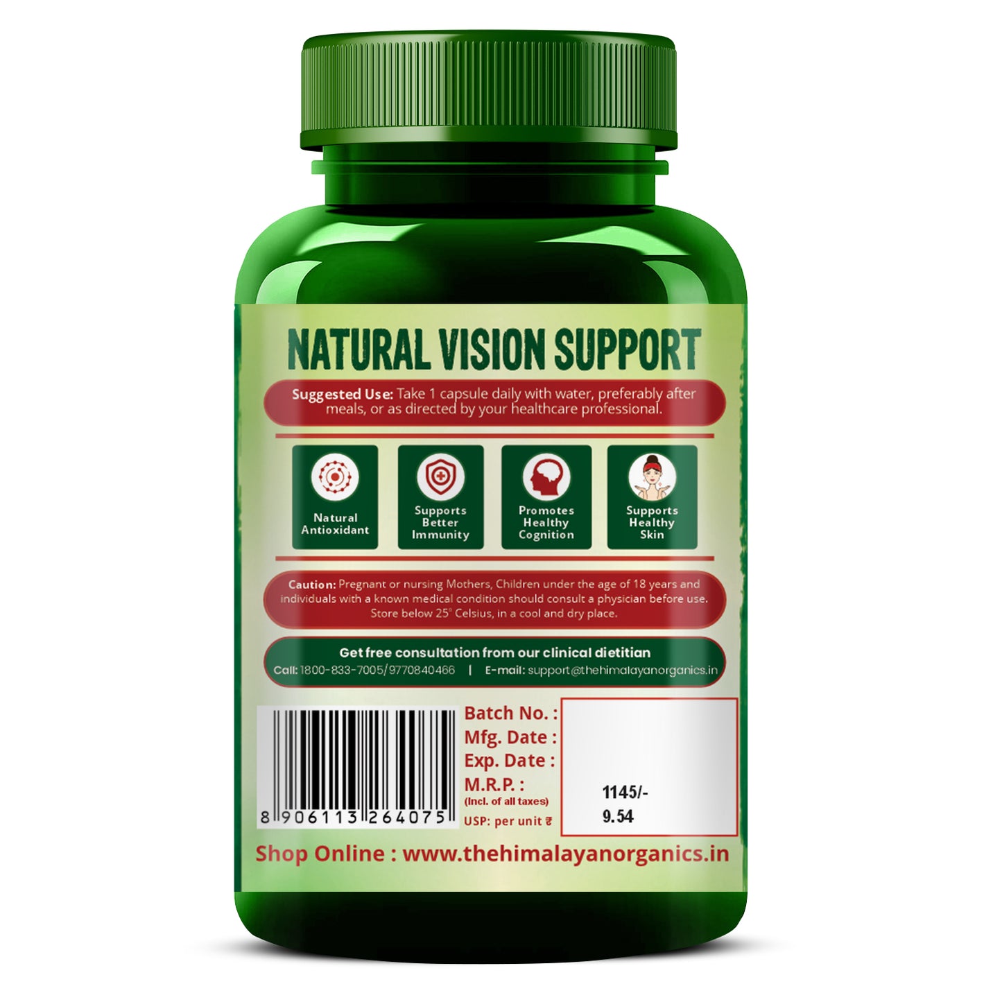 Vlado's Himalayan Organics Vitamin A Supplement Supports Healthy Eye Sight | Natural Anti-Oxidant (120 Capsules)