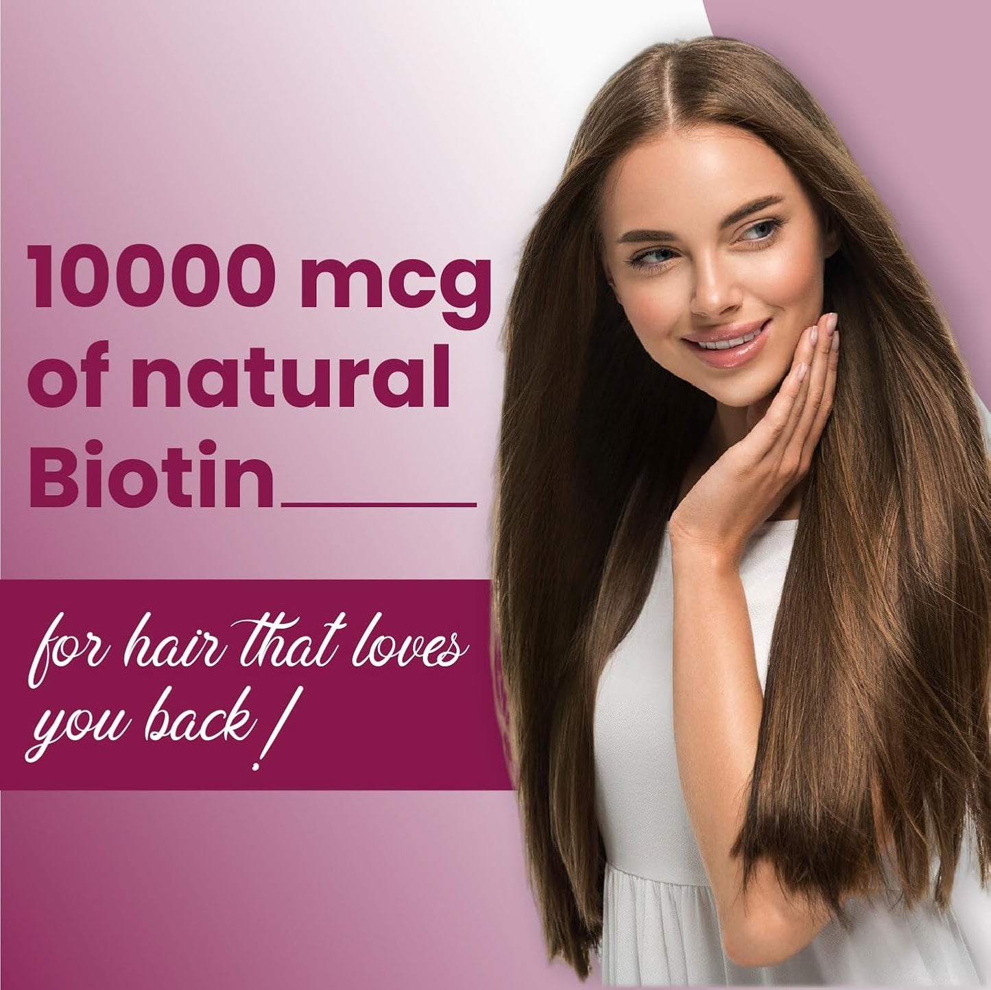 Vlado’s Himalayan Organics Biotin 10000mcg Supplement for Hair Growth, Strong Hair and Glowing Skin, Nail I Sesbania Extract Biotin tablets For Men & Women - 60 Veg Tablets