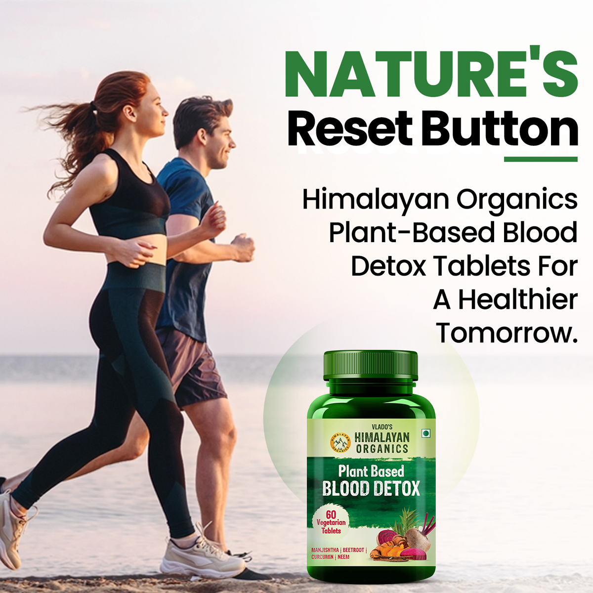 Vlado's Himalayan Organics Blood Detox | Beetroot Curcumin Manjistha Extracts | Pimple & Acne Control | Natural Purifier & Cleanser – 60 Tablets