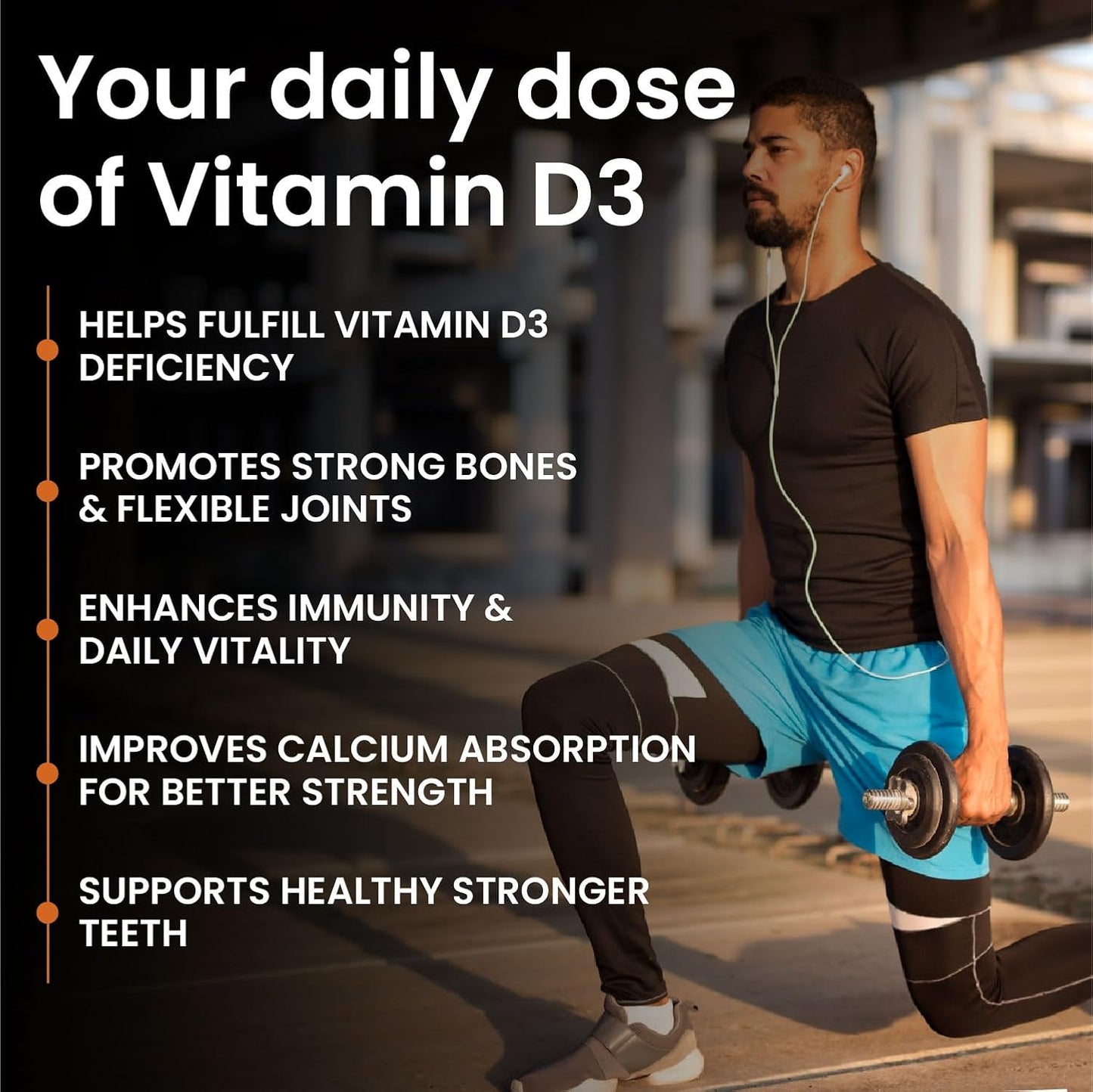Vlado's Himalayan Organics Vitamin D3 10000IU - Chewable Vitamin D Tablets | Cholecalciferol Vitamin D3 Supplement for Bone & Immunity | Vitamin D3 Supplement for Women & Men | Orange Flavour - 60 Tablets