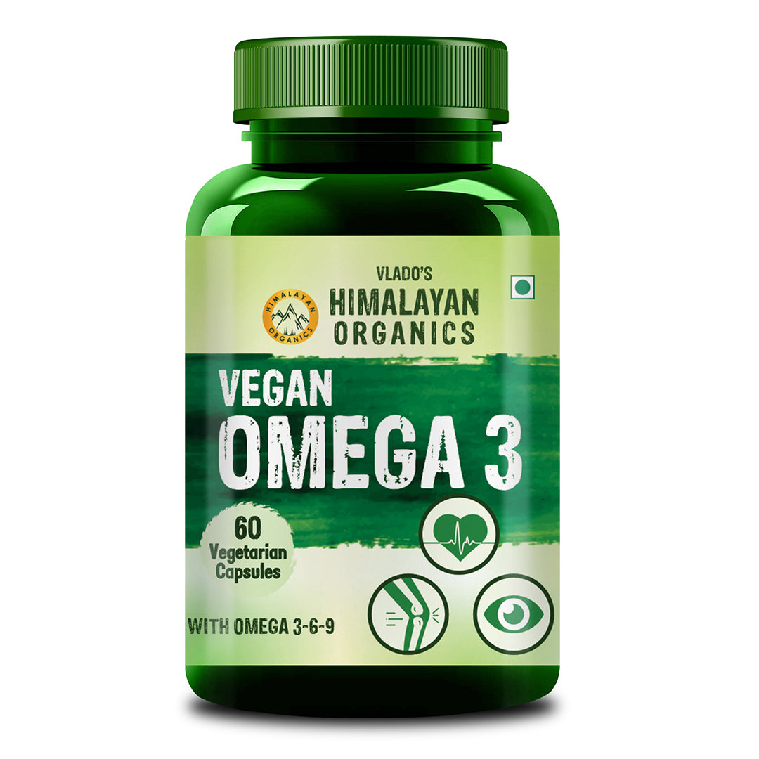 Vlado's Himalayan Organics Omega 3 6 9 Vegan Natural Nutrition Supplement for Muscle , Bone , Heart & Skin - 60 Capsules