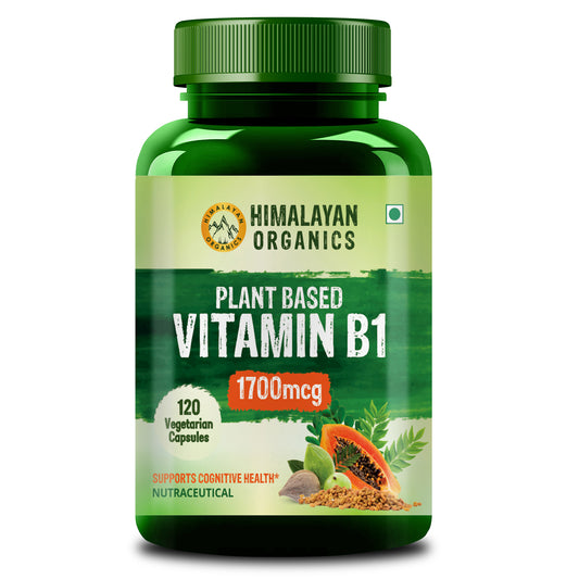 Himalayan Organics Plant-Based Vitamin B1 | Rich in Antioxidants | Supports Memory And Energy (120 Capsules)