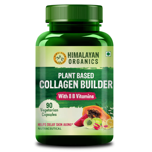 Himalayan Organics Plant Based Collagen Builder With 8 B Vitamins for Hair and Skin | Collagen Supplement for Women & Men | Collagen Capsules With Biotin & Vitamin C | Glowing and Youthful Skin (90 Capsules)