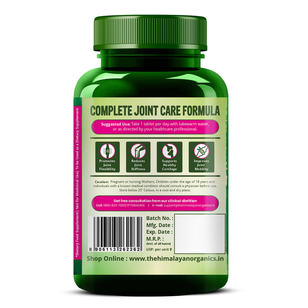 Vlado's Himalayan Organics Plant Based Joint Support With Boswellia Serrata | Amla, Alfalfa, Turmeric, Moringa + 10 Ayurvedic Herbs | Strong Bones & Relives Joint Pain | Better Flexibility For Men & Women - 60 Veg Tablets