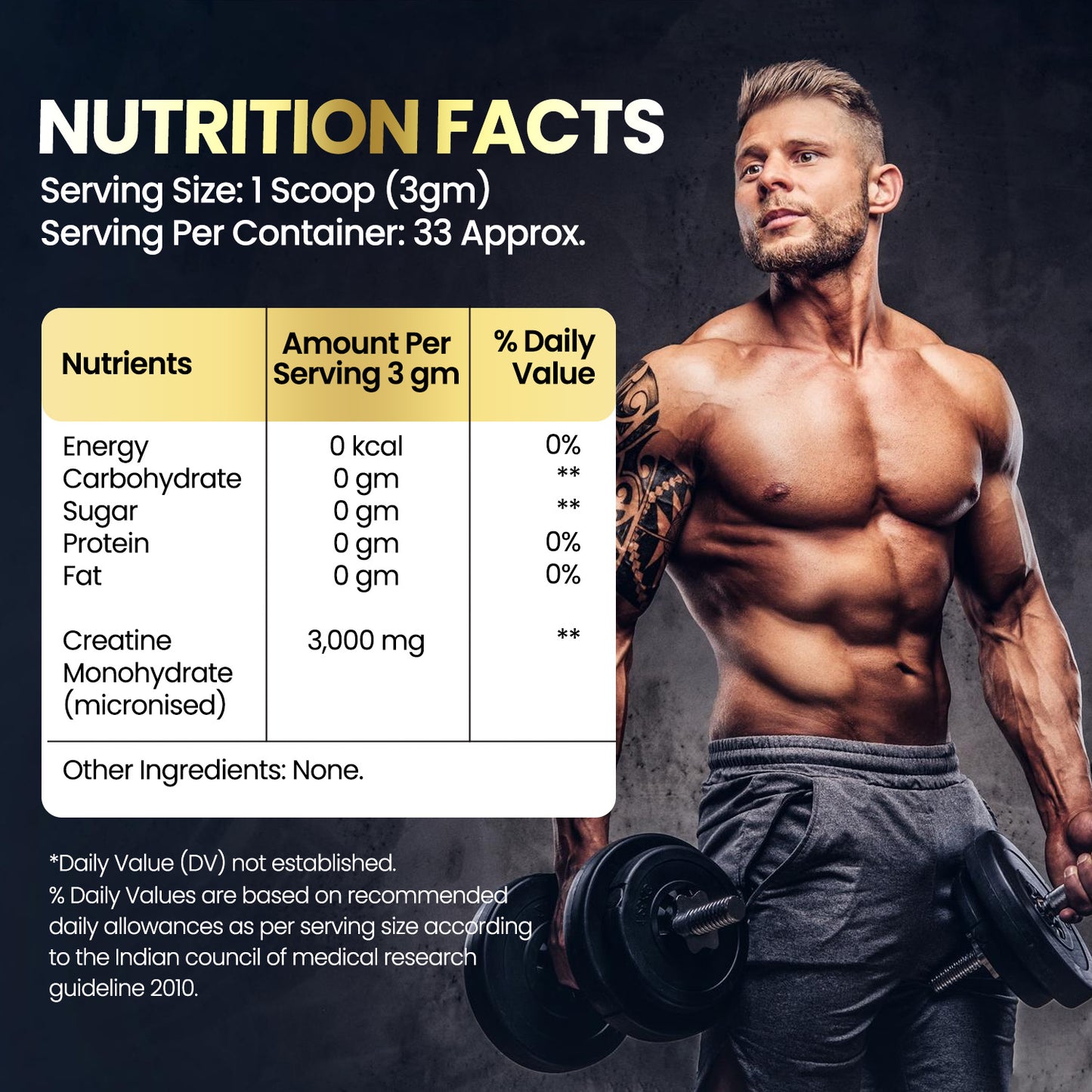 Vlado's Himalayan Organics Pure Micronised Creatine Monohydrate Powder I Pre/Post Workout Supplement, Instant Energy for Athletic Performance I Faster Muscle Building & Recovery I Unflavored - 33 Servings