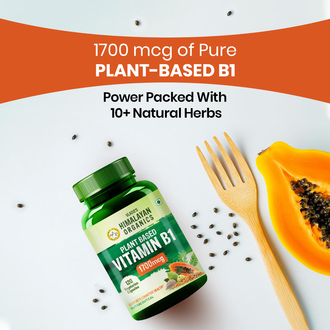 Vlado's Himalayan Organics Plant-Based Vitamin B1 | Rich in Antioxidants | Supports Memory And Energy (120 Capsules)