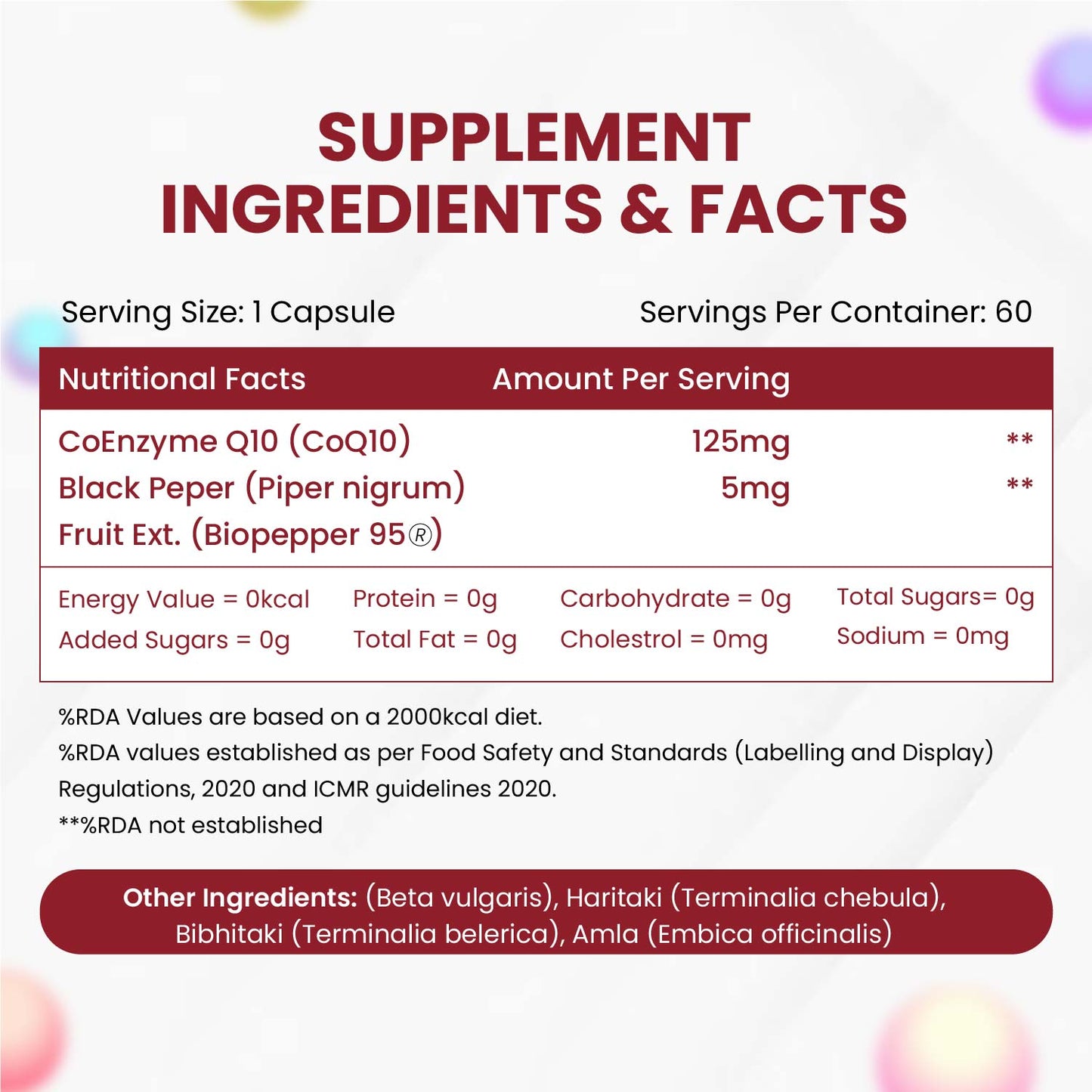 Vlado's Himalayan Organics CoQ10 -125mg With BioPepper - 5mg , COENZYME Q-10 125mg Supplement | High Absorption I Antioxidant Support Healthy Heart Boost Energy And Metabolism High Strength For Men And Women - 60 Veg Capsules