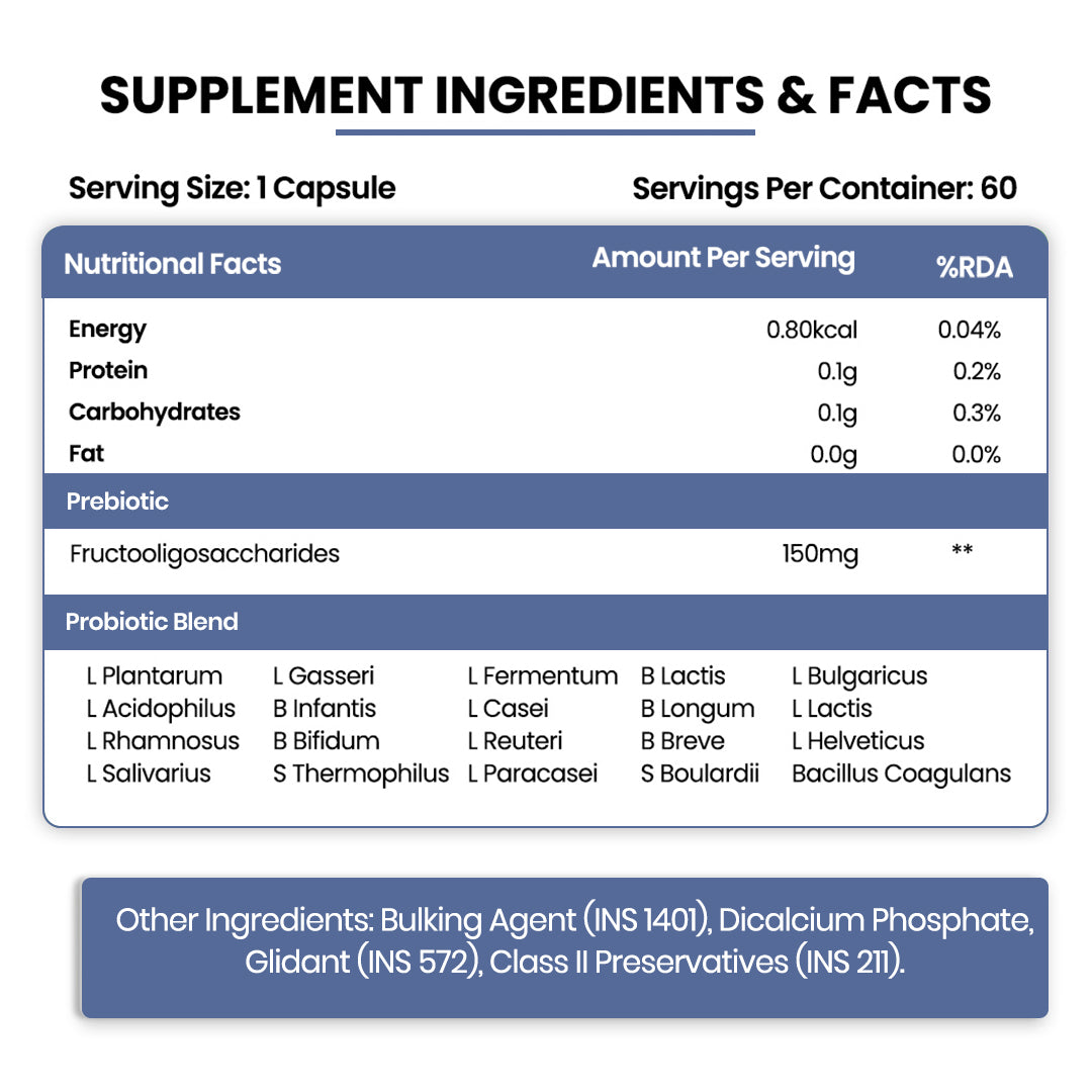 Vlado's Himalayan Organics Probiotics Supplement 50 billion CFU with Prebiotics 150mg for Digestion, Gut Health & Immunity - 60 Veg Capsules