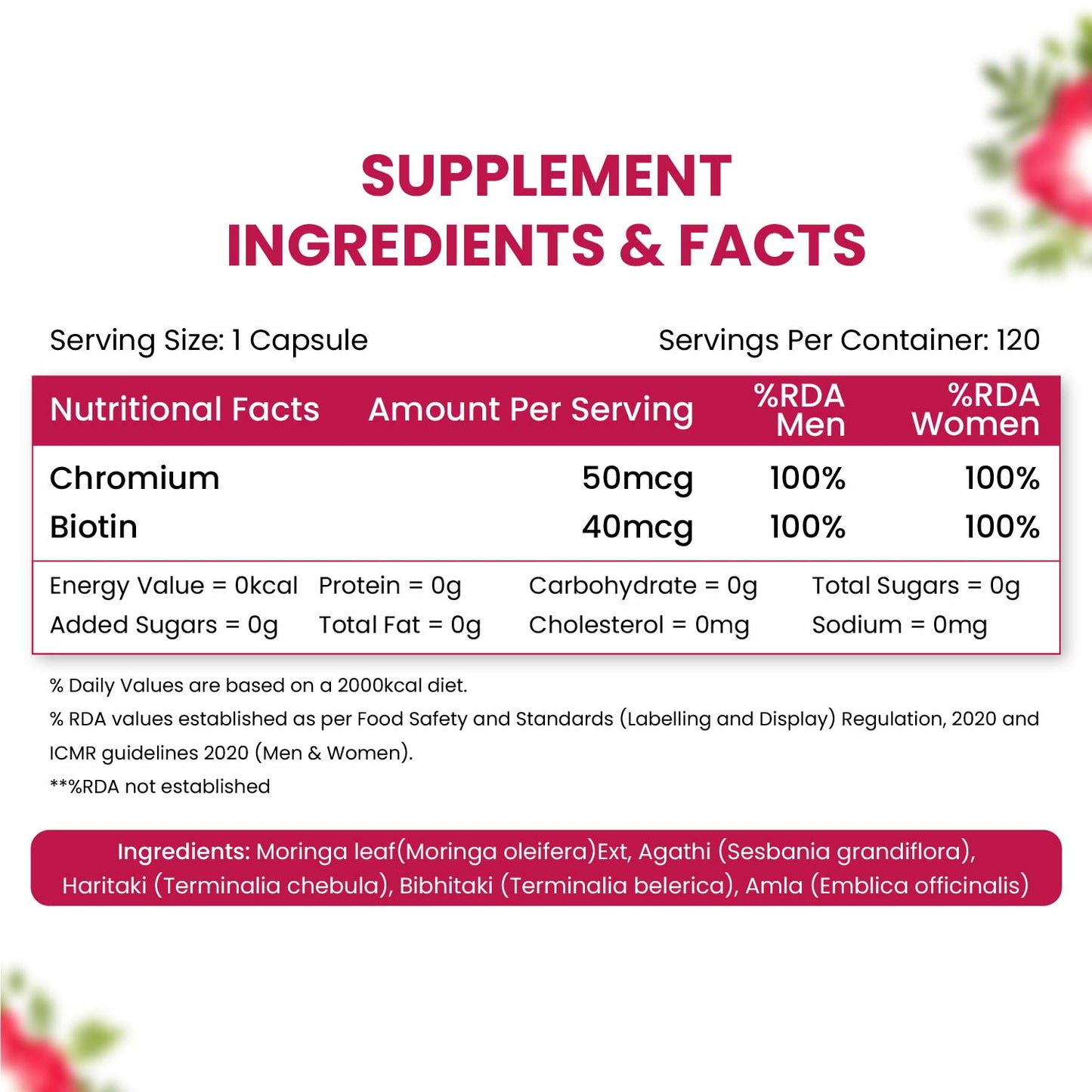 Vlado's Himalayan Organics Plant Based Chromium 50mcg | Supports Healthy Blood Glucose Level - 120 Veg Capsule