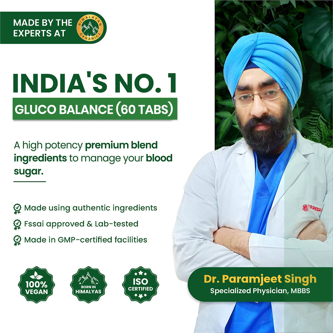Vlado's Himalayan Organics Plant Based Gluco Balance with Jamun, Bittermelon, Amla, Gudmar, Chirayta Extracts | 60 Veg Tablets