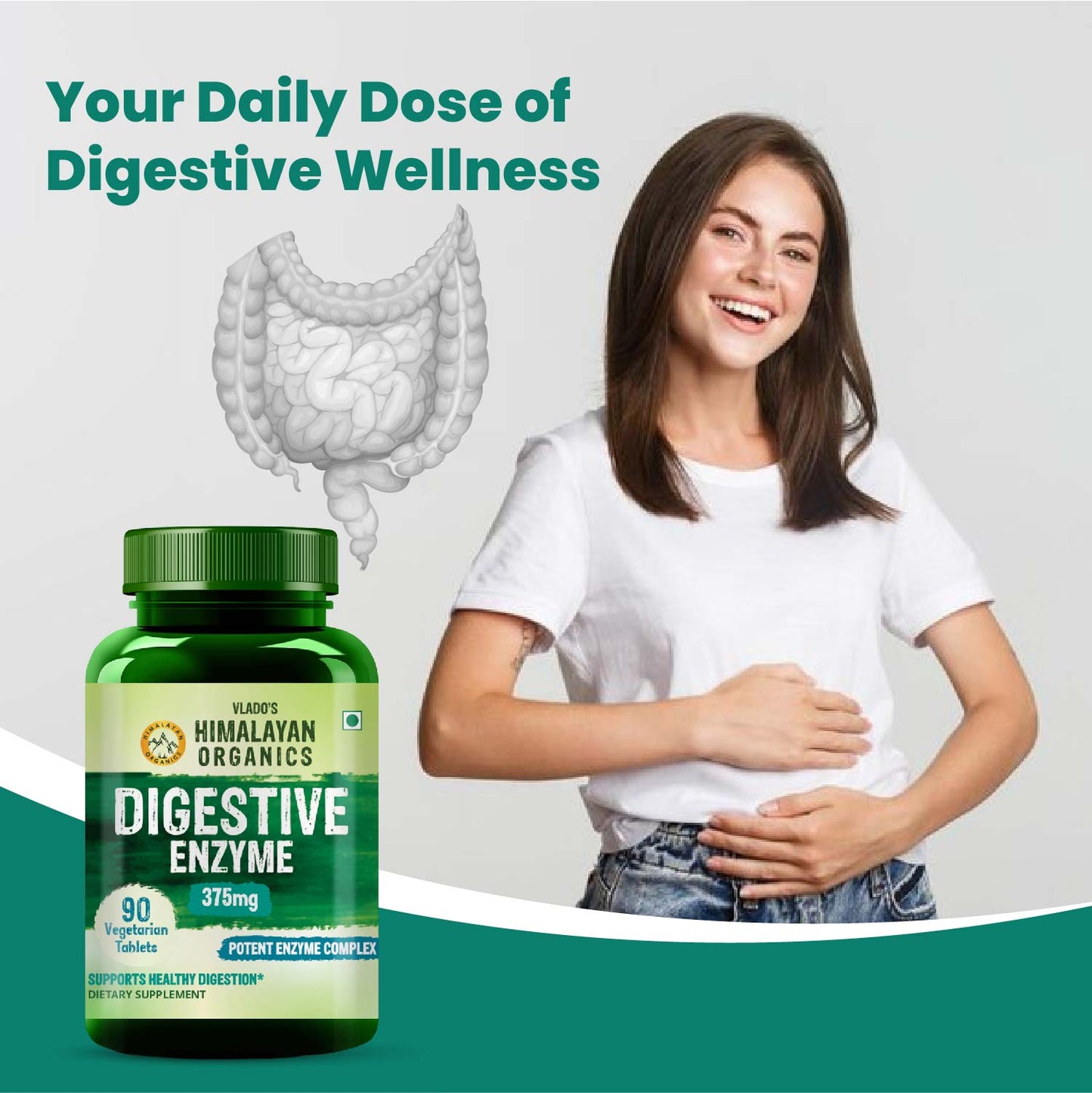 Vlado's Himalayan Organics Digestive Enzyme for Healthy Digestion - 90 Vegetarian Tablets