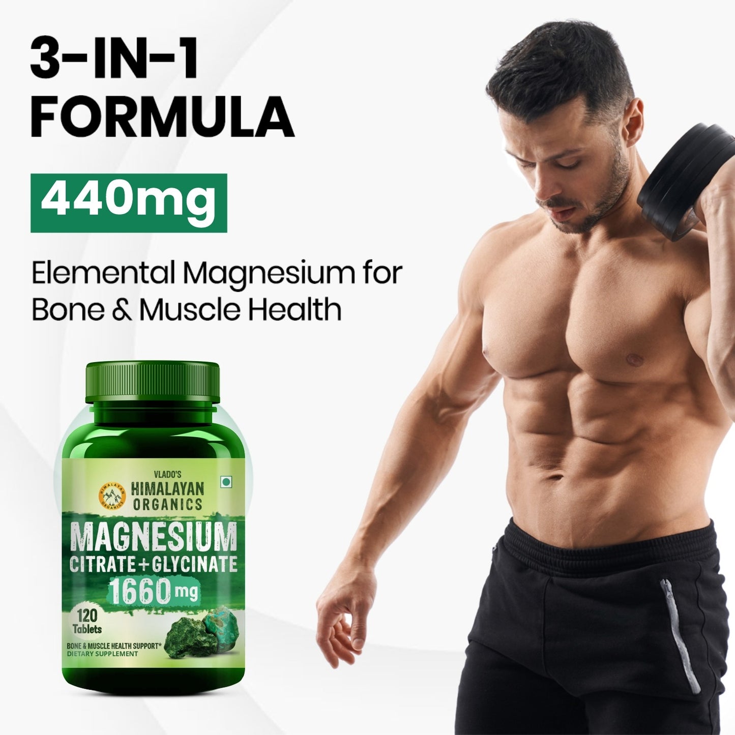 Vlado's Himalayan Organics Magnesium Complex Supplement | 1648mg | with Magnesium Glycinate, Magnesium Citrate, Magnesium Oxide - 120 Veg Tablets
