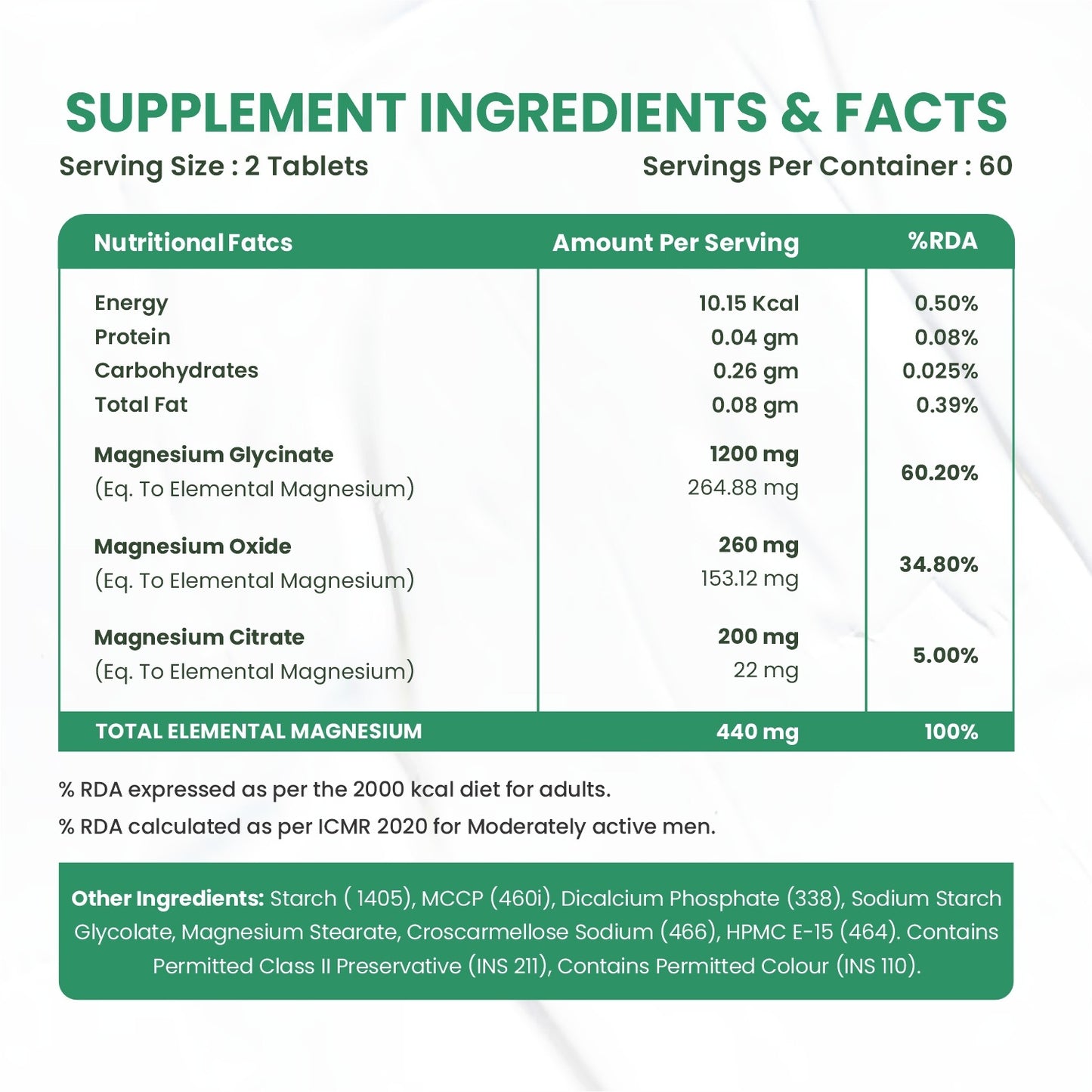 Vlado's Himalayan Organics Magnesium Complex Supplement | 1648mg | with Magnesium Glycinate, Magnesium Citrate, Magnesium Oxide - 120 Veg Tablets