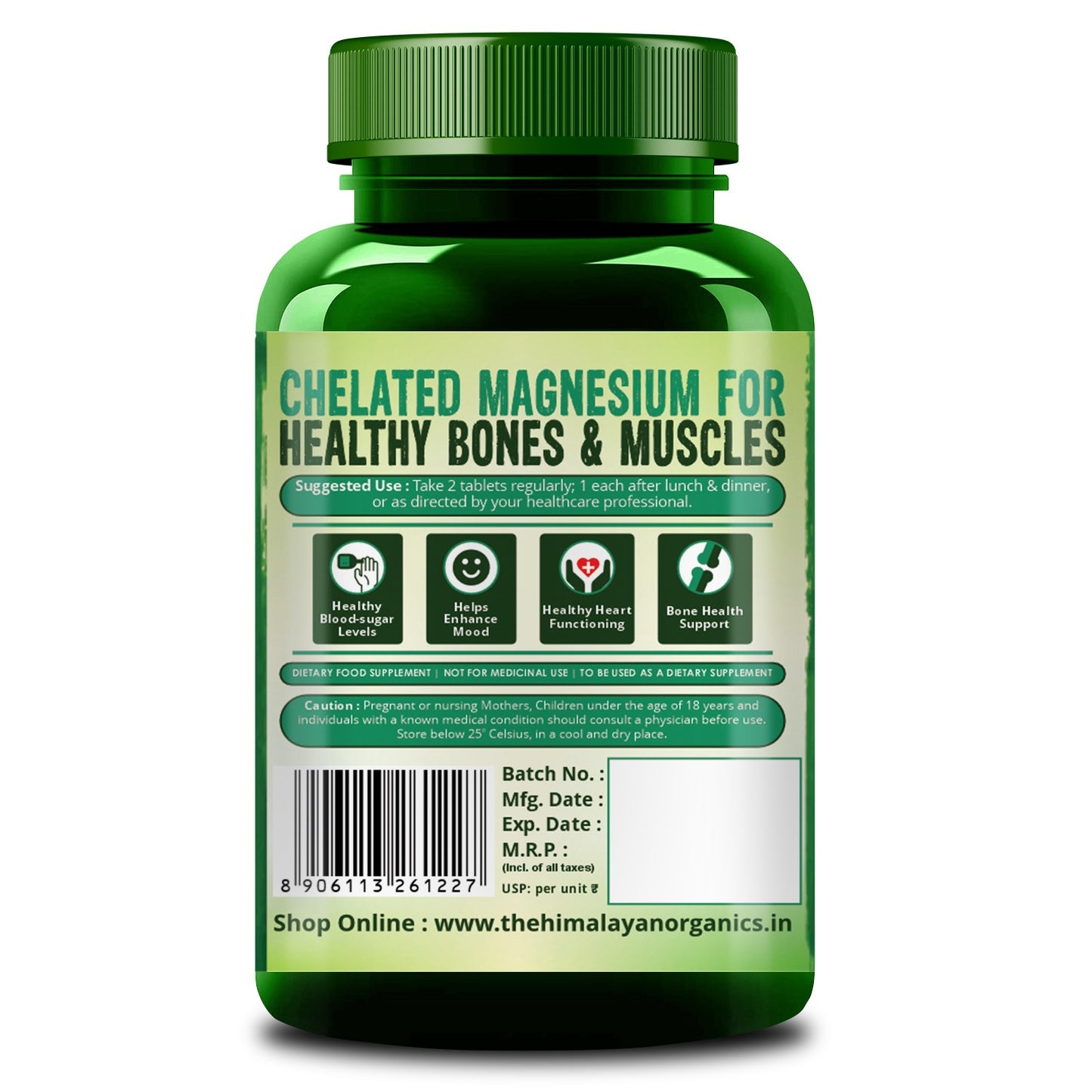 Vlado's Himalayan Organics Magnesium Complex Supplement | 1648mg | with Magnesium Glycinate, Magnesium Citrate, Magnesium Oxide - 120 Veg Tablets