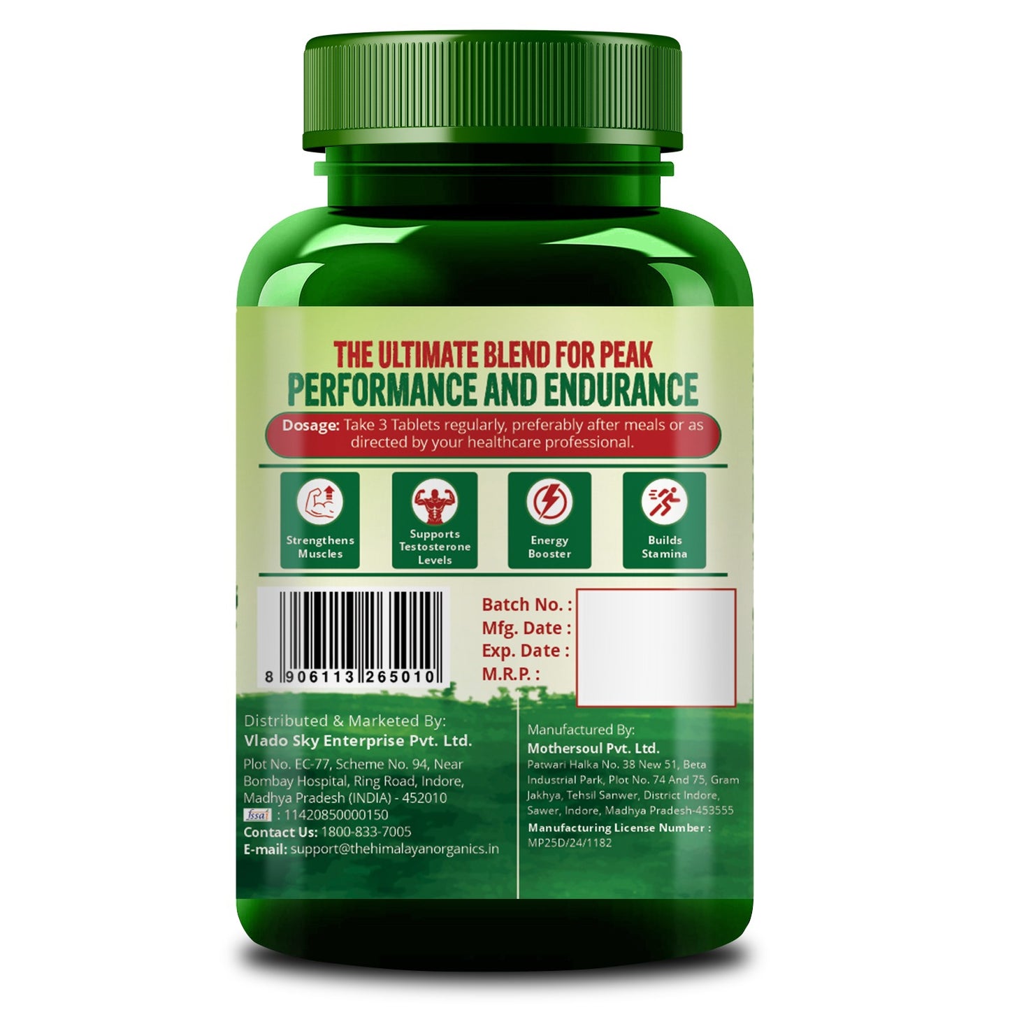 Vlado's Himalayan Organics Testosterone Booster for Men – 2800mg | With Ashwagandha, Shilajit, Kaunch Beej, Musli, Gokshura, Ginseng, Gold Bhasma & 17+ Ayurvedic Herbs | Boost Strength, Stamina, Energy & Muscle Growth - 90 Veg Tablets