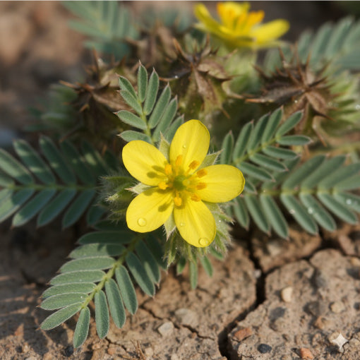 Gokshura (Tribulus terrestris) herb showing benefits for strength, stamina, testosterone and men’s health