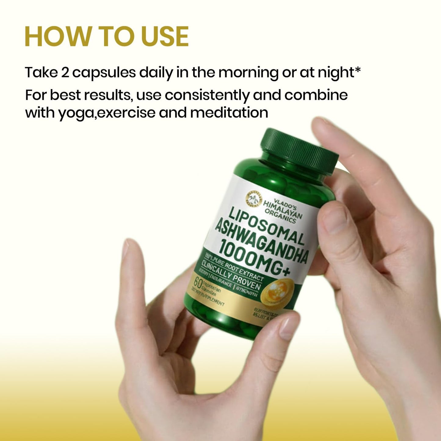 Vlado's Himalayan Organics Liposomal Ashwagandha 1000mg/Serve || Energy & Endurance || 60 Veg Capsules