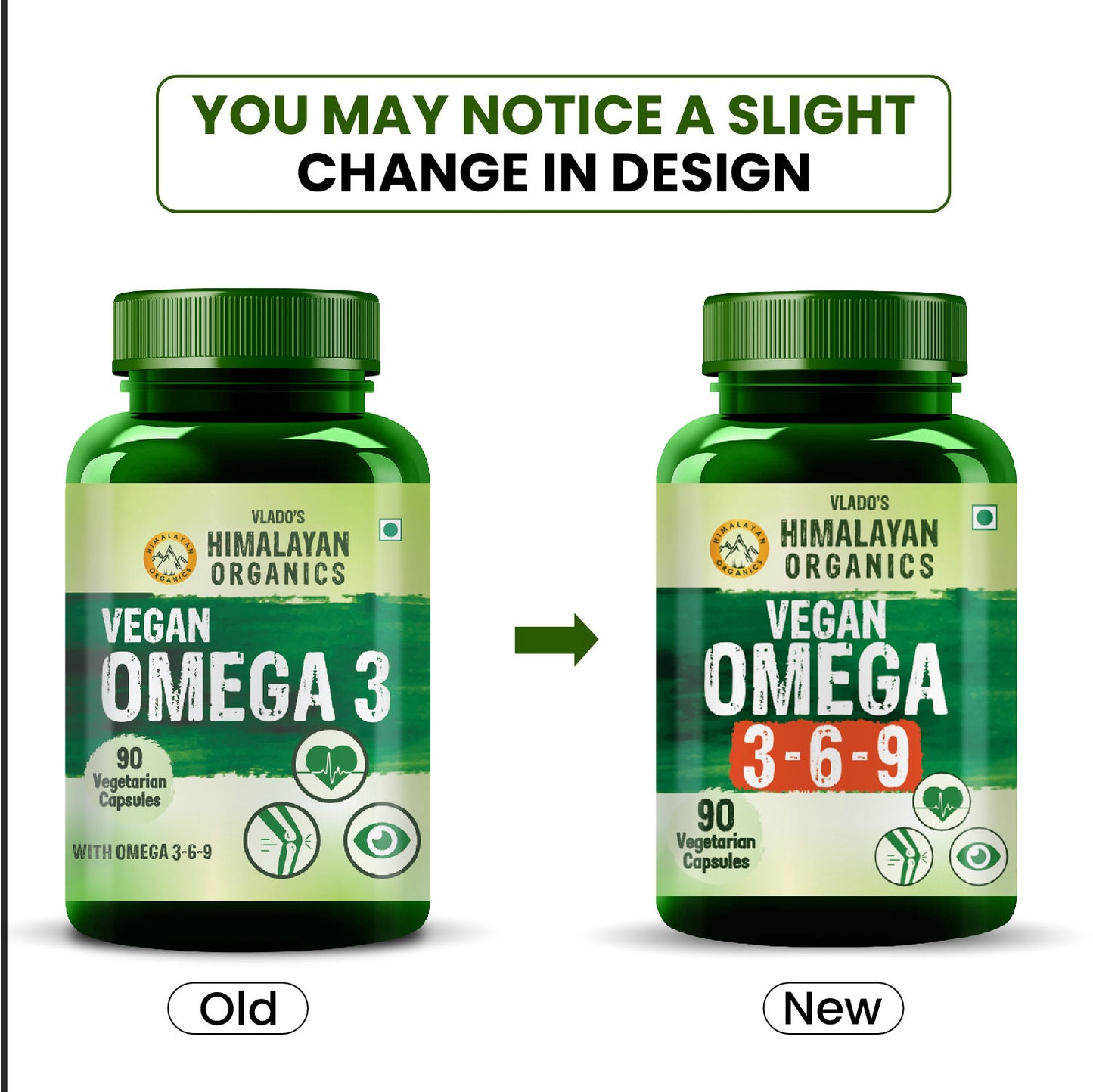 Vlado's Himalayan Organics Flax Seed Oil Omega 3 6 9 Vegan Natural Nutrition Supplement for Muscle , Bone , Heart & Skin - Veg Capsules 90 Count