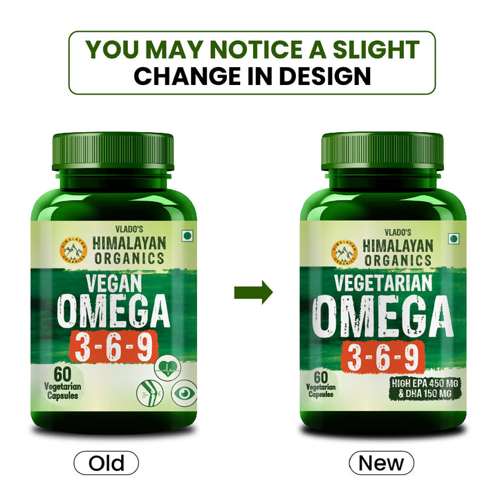 Vlado's Himalayan Organics Omega 3 6 9-2000mg/Serving I Vegetarian Omega 3 Supplement I Support Muscle,Bone,Heart & Skin - No Burps, No Fish Oil Used Capsules for Men & Women- 60 Capsules
