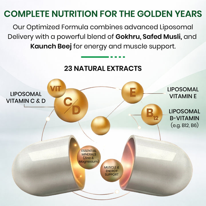 Vlado’s Himalayan Organics Liposomal Multivitamin Adult 50+ with 75+ Ingredients | Daily Health Supplement with 9+ Powerful Blends | Supports Energy, Immunity, Brain, Heart & Eye Health | 60 Veg Capsules
