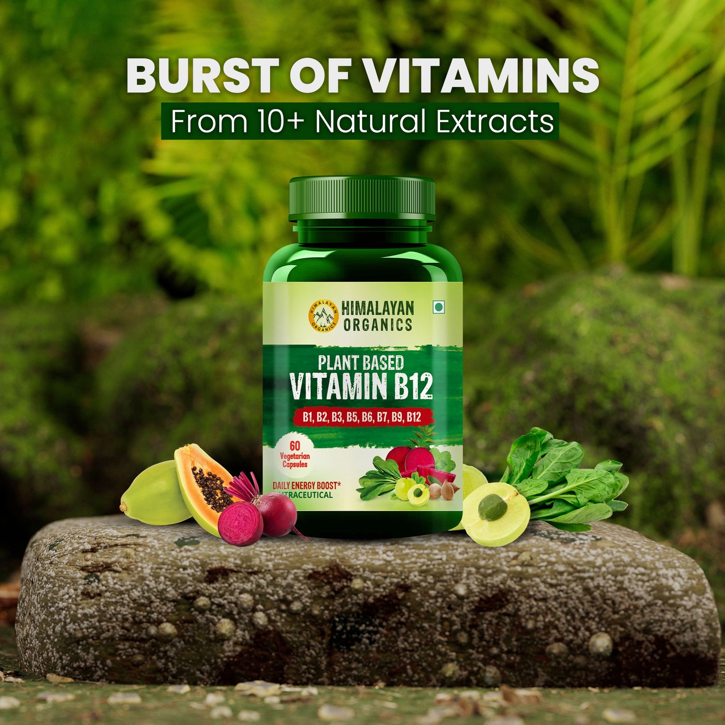Himalayan Organics Plant Based Vitamin B12 Natural- 60 Veg Capsules