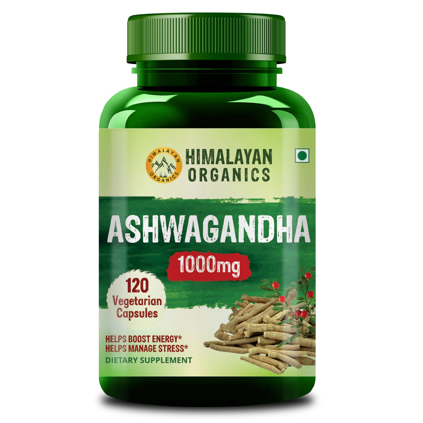 Himalayan Organics Ashwagandha 1000mg / Serve for Anxiety Stress Relief & Endurance - 120 Veg Capsules