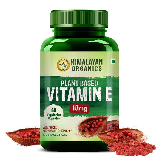 Himalayan Organics Plant Based Vitamin E Capsules (Non GMO Sunflower Oil, Aloevera Oil, Argan Oil) - 60 Capsules
