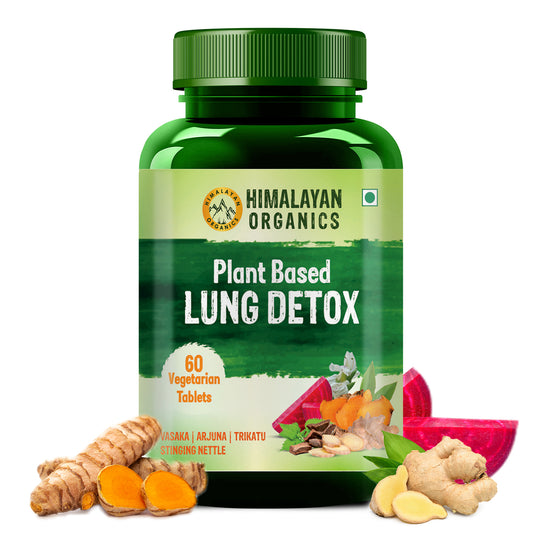 Himalayan Organics Lung Detox | Cleanse Purify | Arjuna & Vasaka Leaf | Respiratory Support | Plant Based Herbal Supplement – 60 Tablets