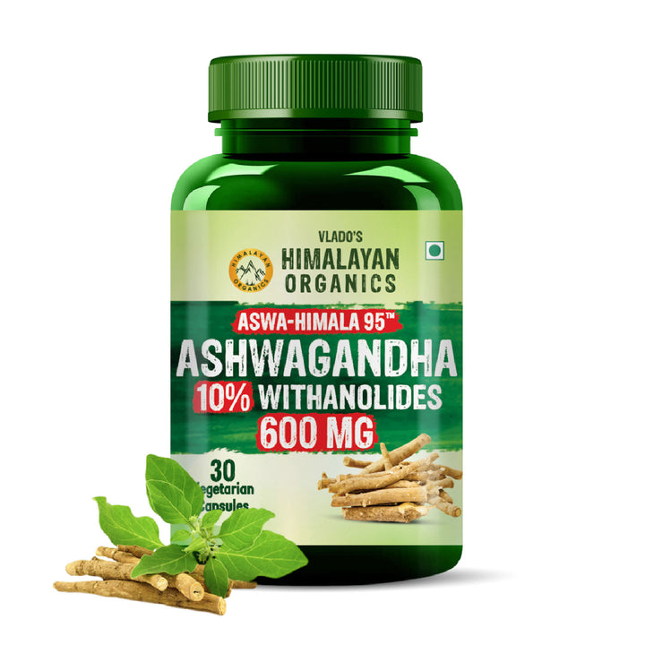 Vlado's Himalayan Organics Pure Ashwagandha -10% Withanolides with Ultra High Potency - 600MG - Highly Concentrated & Third-Party Lab Tested - Ayurvedic Supplement - Focus, Mood Support, Increase Energy, Strength - 30 Capsules