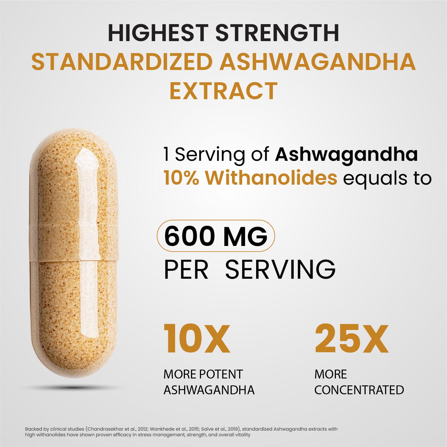 Vlado's Himalayan Organics Pure Ashwagandha -10% Withanolides with Ultra High Potency - 600MG - Highly Concentrated & Third-Party Lab Tested - Ayurvedic Supplement - Focus, Mood Support, Increase Energy, Strength - 30 Capsules