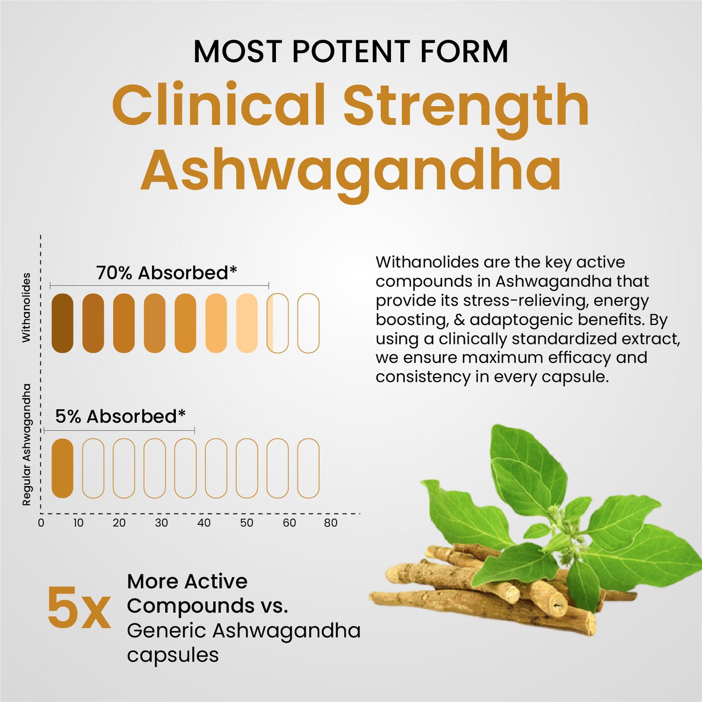 Vlado's Himalayan Organics Pure Ashwagandha -10% Withanolides with Ultra High Potency - 600MG - Highly Concentrated & Third-Party Lab Tested - Ayurvedic Supplement - Focus, Mood Support, Increase Energy, Strength - 30 Capsules
