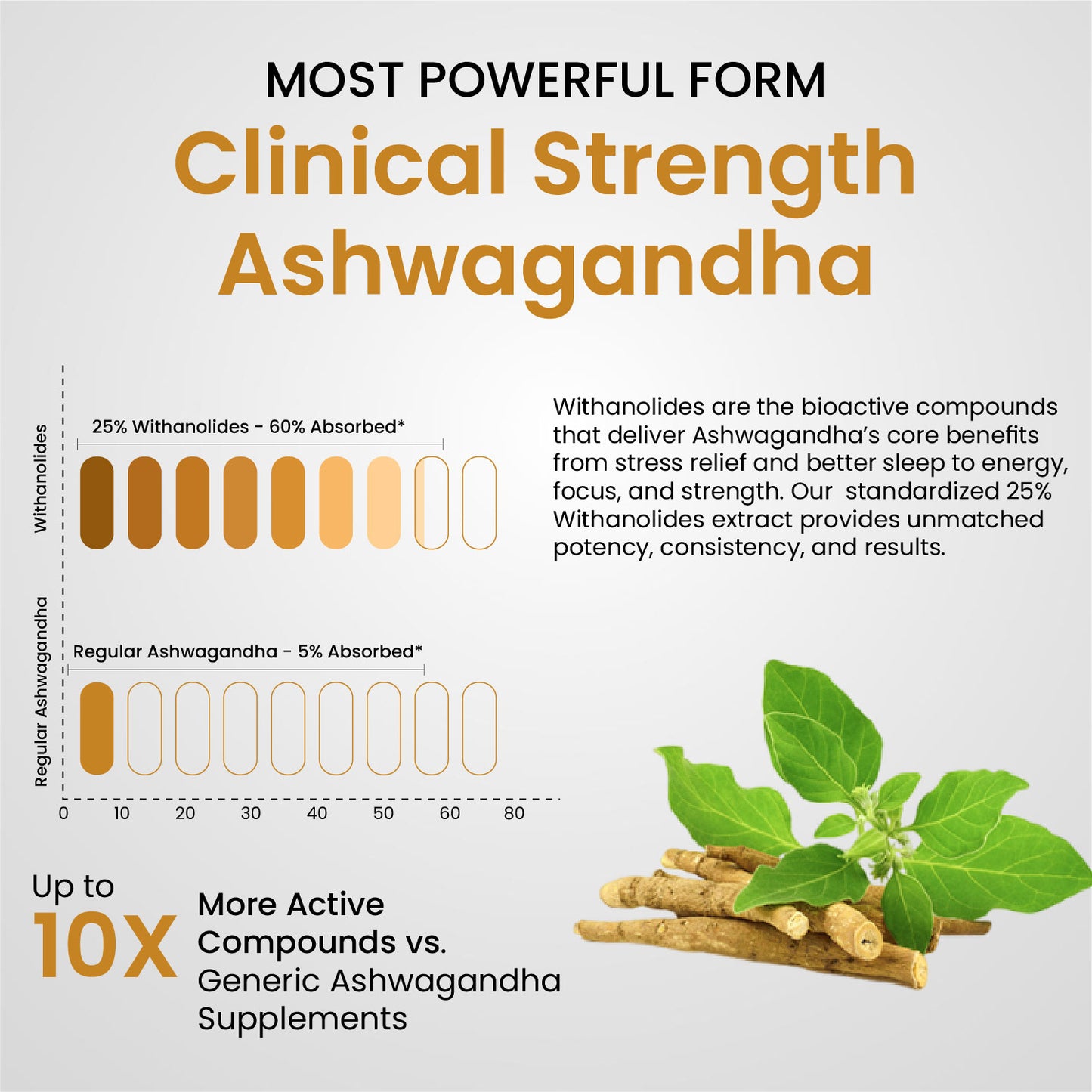 Vlado's Himalayan Organics Ashwagandha -25 % Withanolides with Maximun High Potency - 600MG - Highly Concentrated & Third-Party Lab Tested - Ayurvedic Supplement - Focus, Mood Support, Increase Energy, Strength  1st in India - 30 Capsules