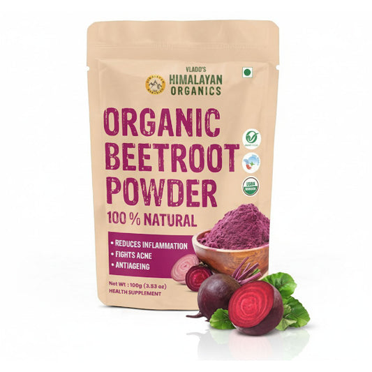 Vlado's Himalayan Organics Beetroot Powder For Face, Skin & Hair I Drinking | Eating | 100% Pure | Boost Energy | Shining Skin | Rich In Antioxidants Natural Brightening, Anti-Aging & Glowing Complexion 100g