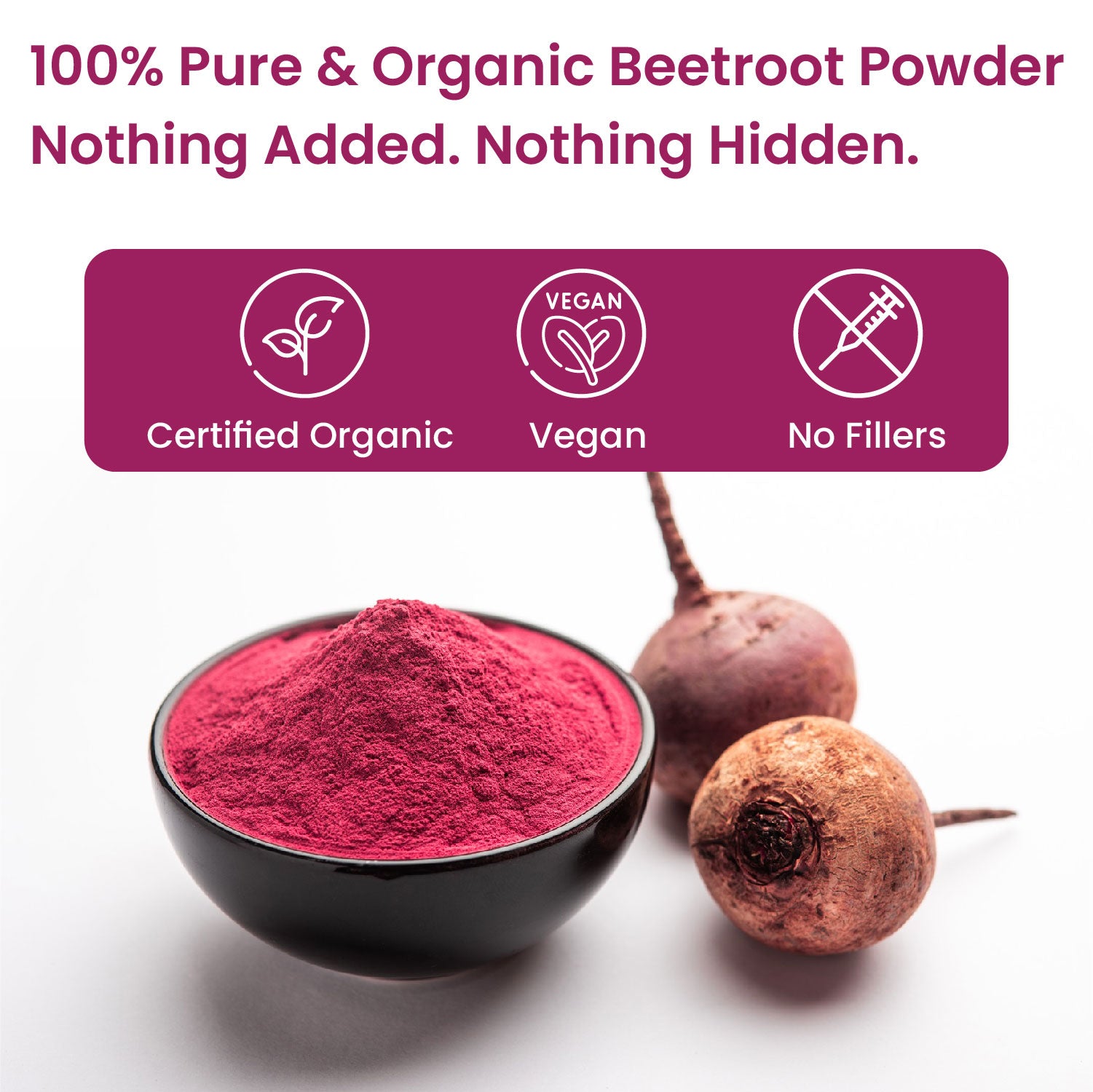 Vlado's Himalayan Organics Beetroot Powder For Face, Skin & Hair I Drinking | Eating | 100% Pure | Boost Energy | Shining Skin | Rich In Antioxidants Natural Brightening, Anti-Aging & Glowing Complexion 100g