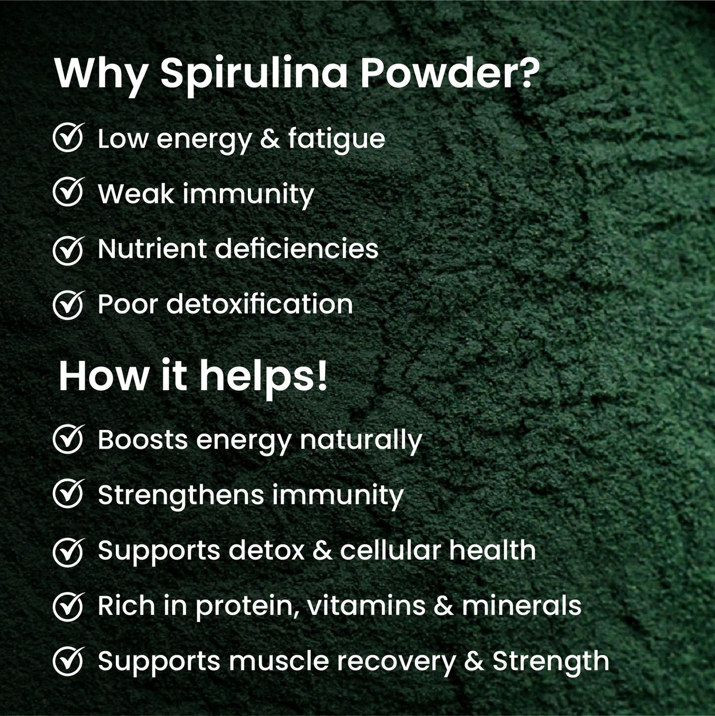 Vlado's Himalayan Organics Spirulina Powder (100g) | For Men & Women | Contains 62% Protein I Natural Superfood | Rich in Protein, Vitamins & Minerals | Boost Energy & Immunity | Support Digestion & Skin health