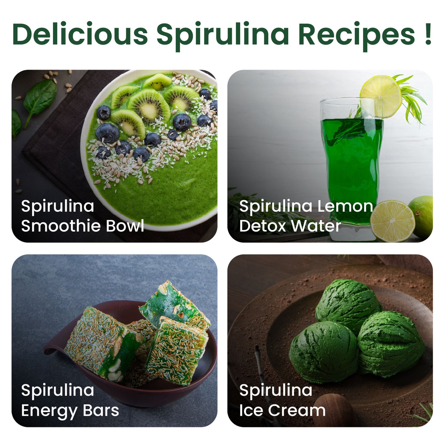 Vlado's Himalayan Organics Spirulina Powder (100g) | For Men & Women | Contains 62% Protein I Natural Superfood | Rich in Protein, Vitamins & Minerals | Boost Energy & Immunity | Support Digestion & Skin health