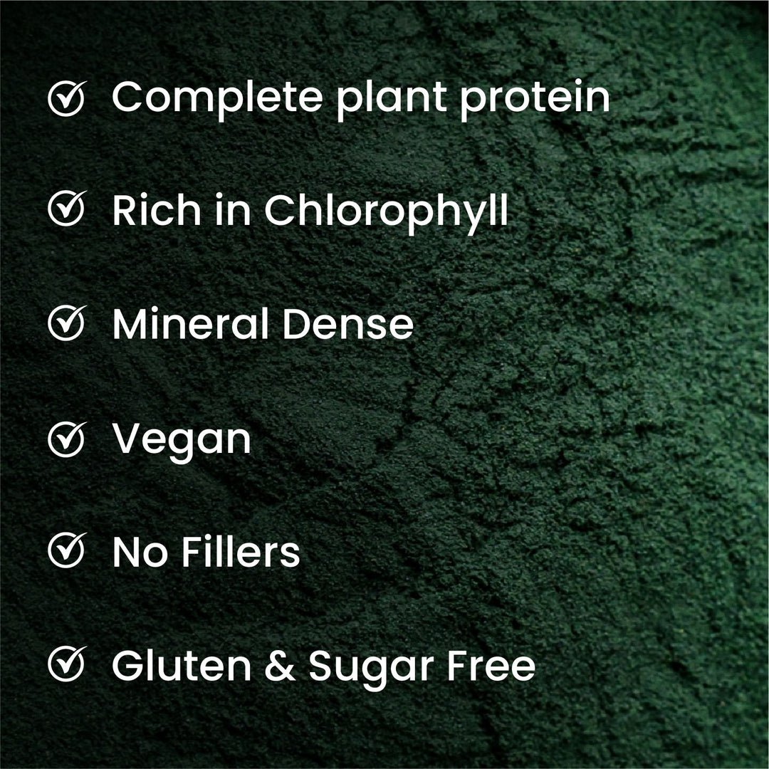 Vlado's Himalayan Organics Spirulina Powder (100g) | For Men & Women | Contains 62% Protein I Natural Superfood | Rich in Protein, Vitamins & Minerals | Boost Energy & Immunity | Support Digestion & Skin health