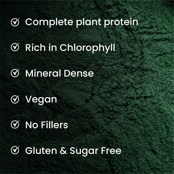 Vlado's Himalayan Organics Spirulina Powder (100g) | For Men & Women | Contains 62% Protein I Natural Superfood | Rich in Protein, Vitamins & Minerals | Boost Energy & Immunity | Support Digestion & Skin health