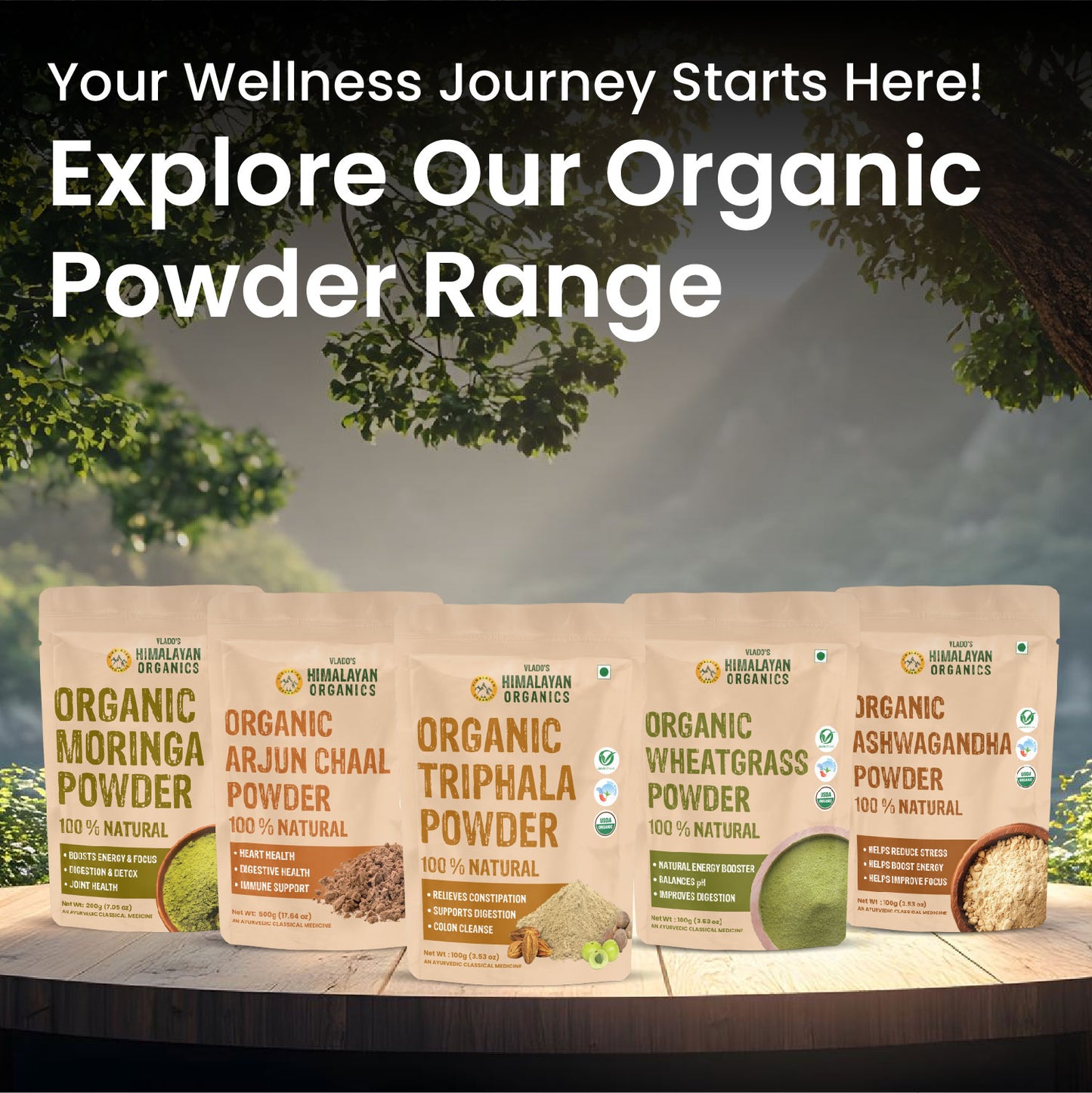 Vlado's Himalayan Organics Spirulina Powder (100g) | For Men & Women | Contains 62% Protein I Natural Superfood | Rich in Protein, Vitamins & Minerals | Boost Energy & Immunity | Support Digestion & Skin health