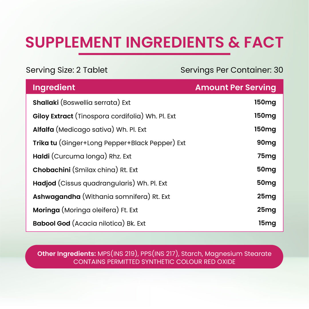 Vlado's Himalayan Organics Plant Based Joint Support With Boswellia Serrata | Amla, Alfalfa, Turmeric, Moringa + 10 Ayurvedic Herbs | Strong Bones & Relives Joint Pain | Better Flexibility For Men & Women - 60 Veg Tablets