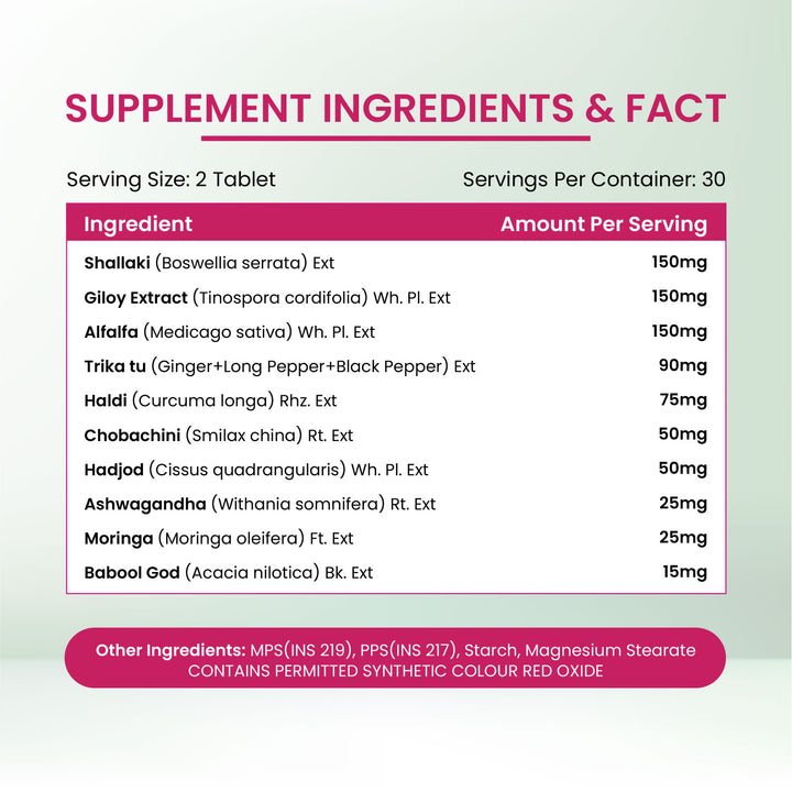 Vlado's Himalayan Organics Plant Based Joint Support With Boswellia Serrata | Amla, Alfalfa, Turmeric, Moringa + 10 Ayurvedic Herbs | Strong Bones & Relives Joint Pain | Better Flexibility For Men & Women - 60 Veg Tablets
