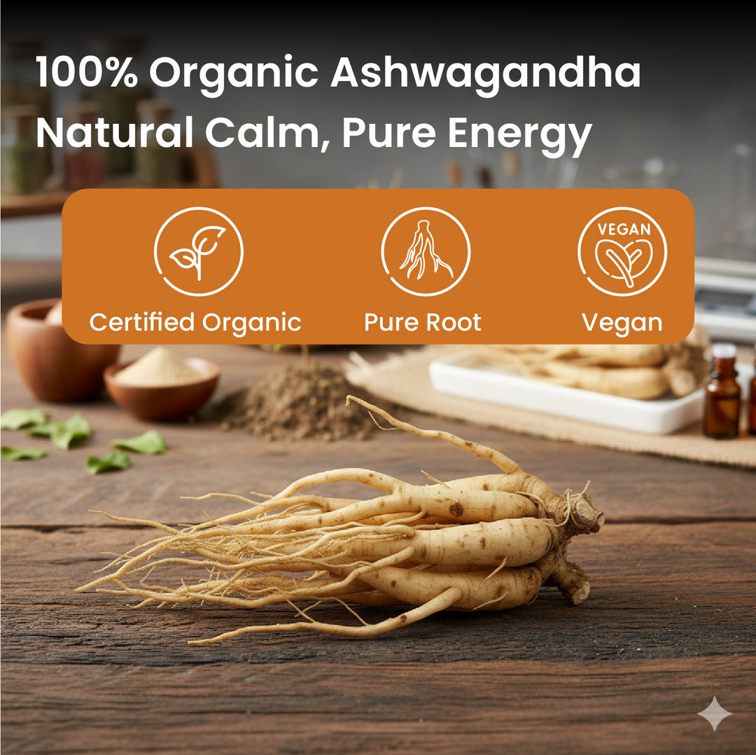 Vlado's Himalayan Organics 100% Organic Ashwagandha Powder 100gm - Withania Somnifera | Pure Ashwagandha Powder Organic -Support Muscle Recovery & Boost Energy Level | USDA Certified for Vitality, Strength & Stress Management | 100gm