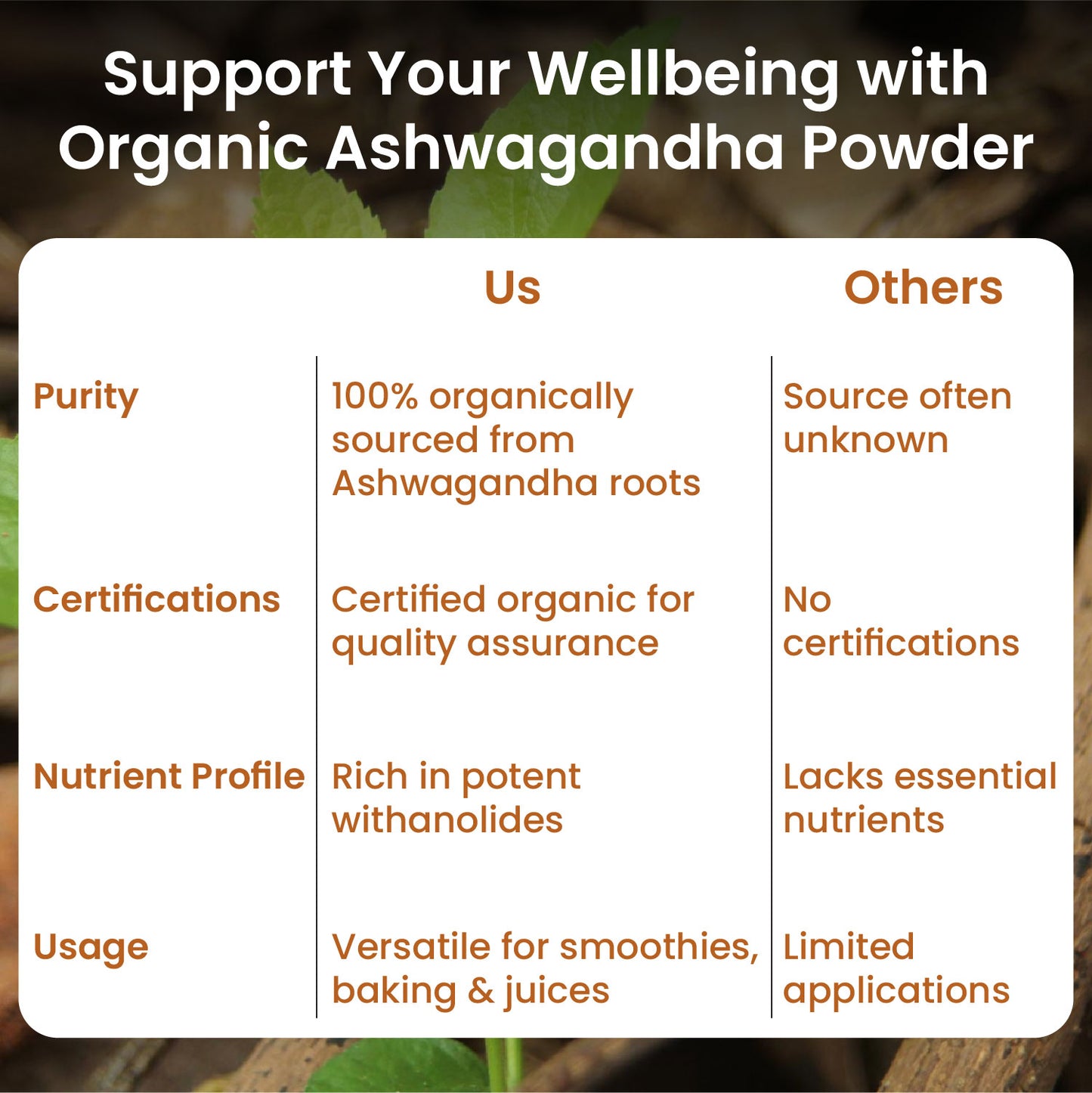 Vlado's Himalayan Organics 100% Organic Ashwagandha Powder 100gm - Withania Somnifera | Pure Ashwagandha Powder Organic -Support Muscle Recovery & Boost Energy Level | USDA Certified for Vitality, Strength & Stress Management | 100gm